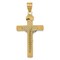 14K Two Tone Gold Diamond Cut Cross Crucifix Pendant Charm Jewelry 42 x 21 mm